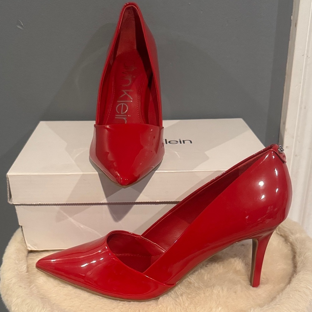 Calvin Klein Vibrant Red Patent Heels